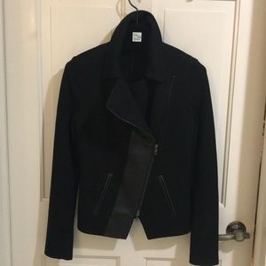 Bailey/44 faux leather trim asymmetric zip bomber jacket